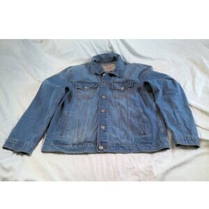 True Religion Men's XL Jesse SN Denim Trucker Jacket Medium Storm Wash